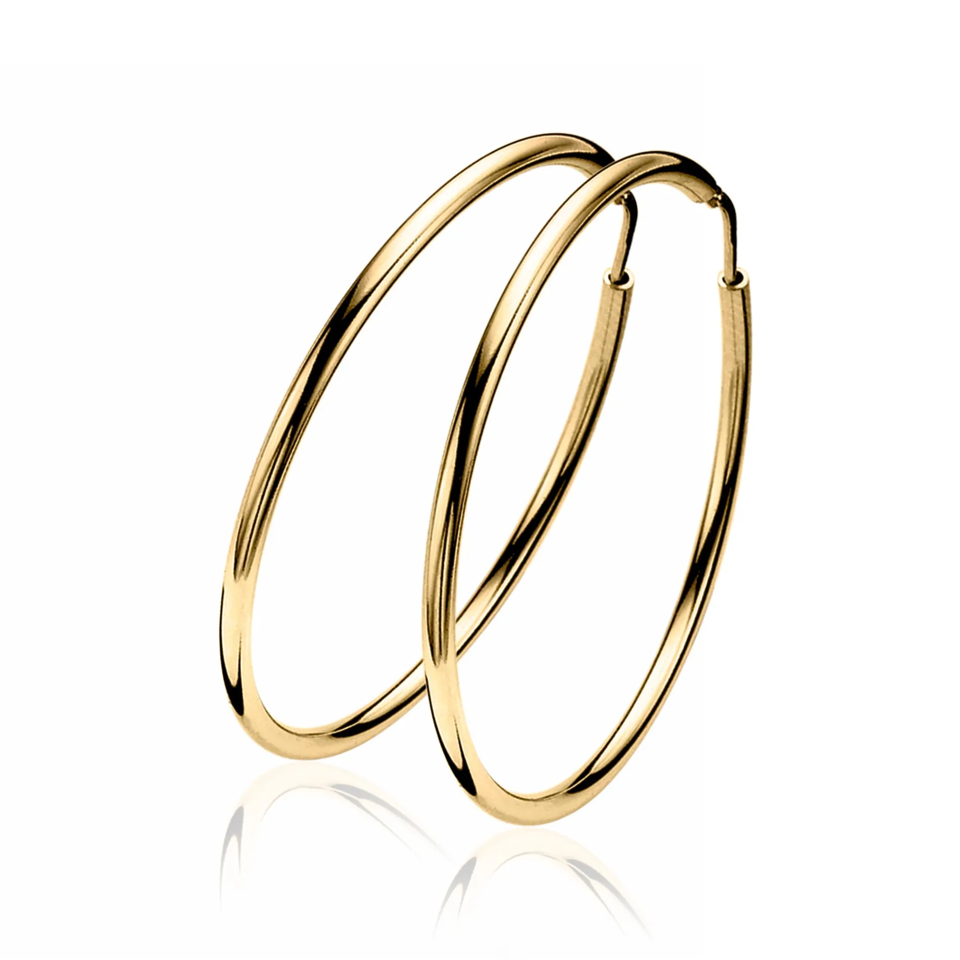 ZINZI zilveren oorringen geel verguld 35 x 2mm glad ZIO435G