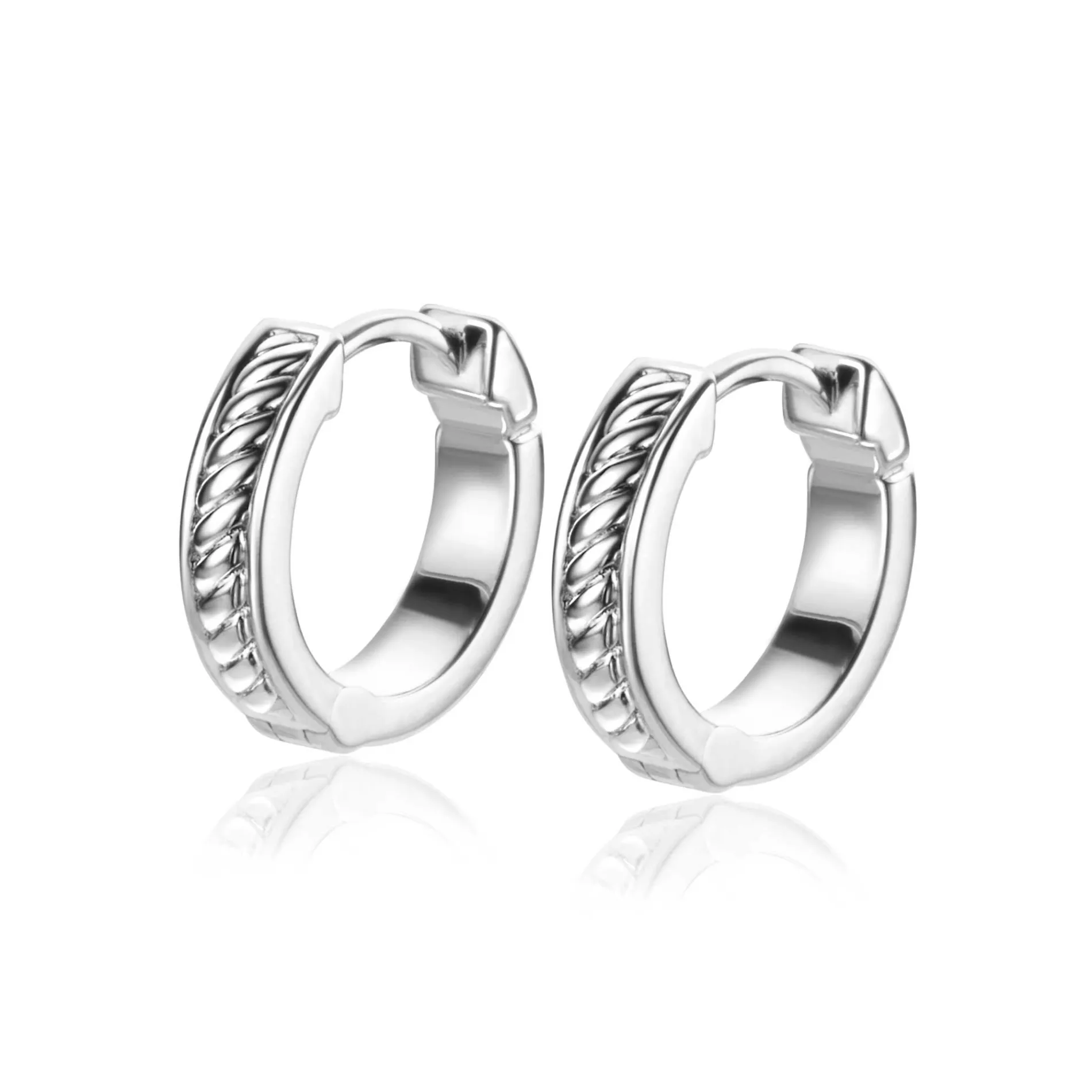 ZINZI zilveren oorringen (13mm), met gedraaide bewerking en luxe scharniersluiting ZIO2395