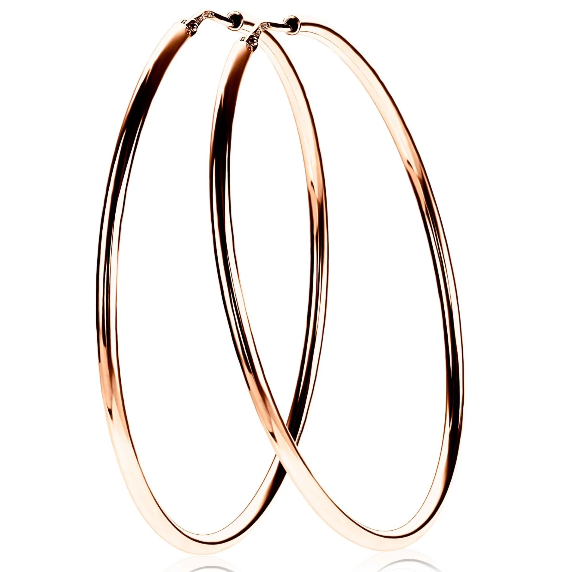ZINZI zilveren oorringen 55 x 2mm glad rosé verguld ZIO437R