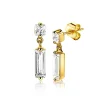 ZINZI zilveren oorsieraden geel verguld 15mm baguette rechthoek vierkant wit ZIO2056Y