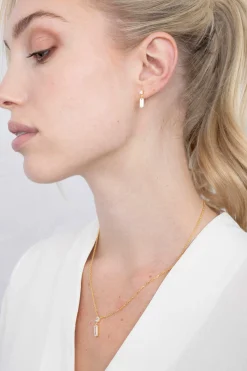 ZINZI zilveren oorsieraden geel verguld 15mm baguette rechthoek vierkant wit ZIO2056Y