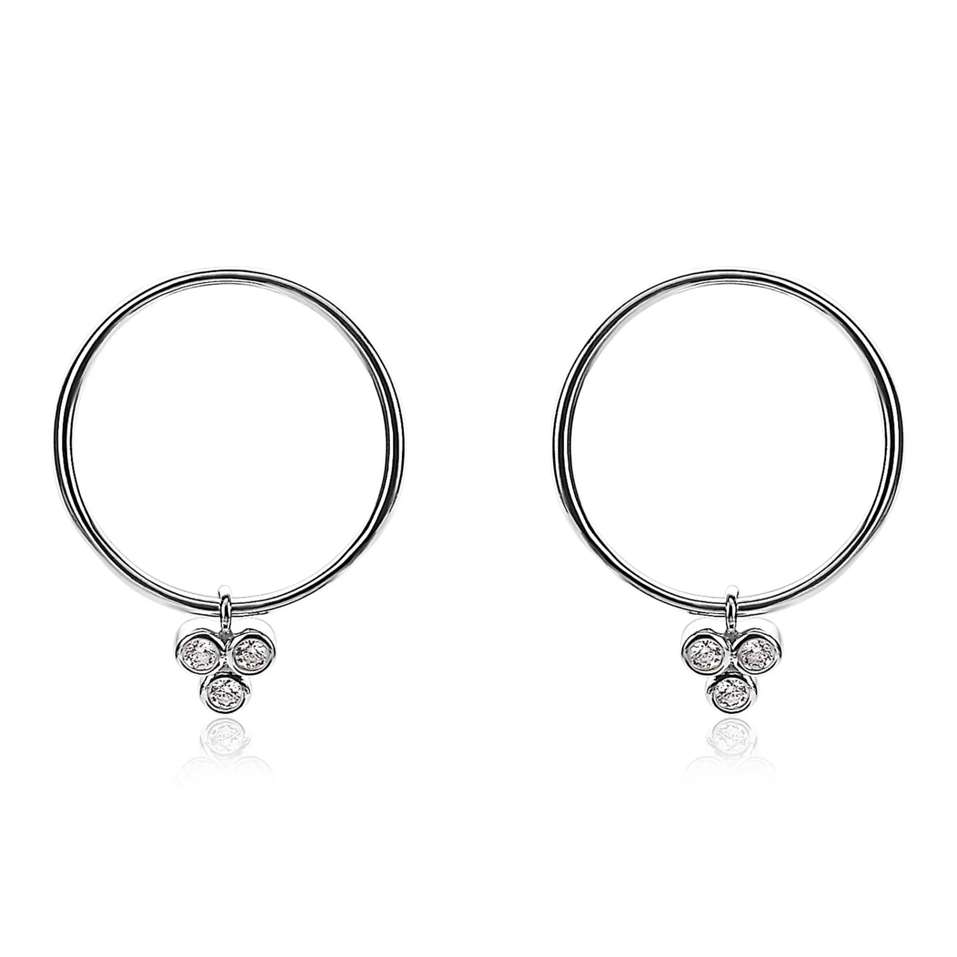 ZINZI zilveren oorsieraden 20mm rond wit ZIO1829CR