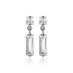 ZINZI zilveren oorsieraden 15mm baguette rechthoek vierkant wit ZIO2056