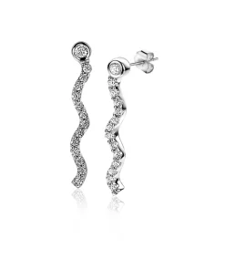 ZINZI zilveren oorstekers 22mm golvend 'waves' wit ZIO2014
