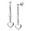 ZINZI zilveren oorstekers 52mm lang met twee trendy schakels en glad hart ZIO2381