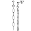ZINZI zilveren oorstekers lange paperclip ketting 58mm witte zirconia ZIO2363