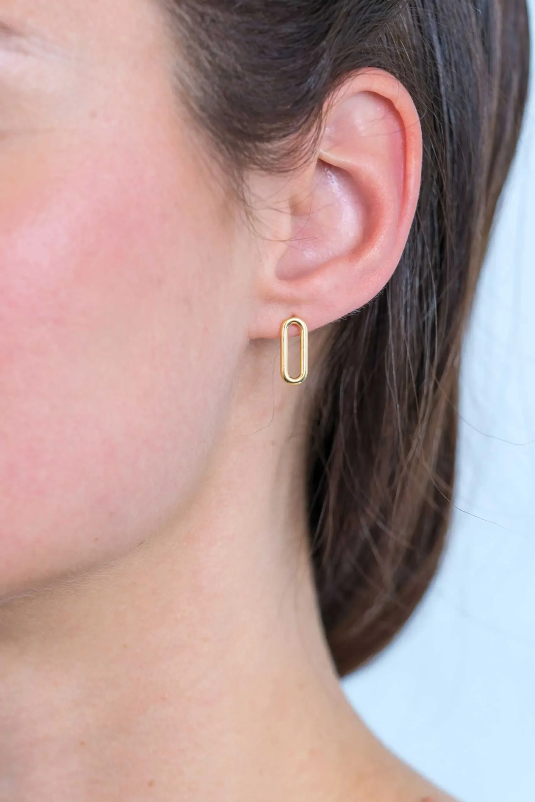 ZINZI zilveren oorstekers 14K geel verguld 14mm ovaal glad ZIO2210G