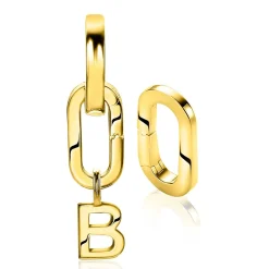 ZINZI zilveren ovale oorbedels 14K geel verguld sluitring 16mm voor je losse hangertjes ZICH2060G (zonder oorringen)