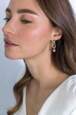 ZINZI zilveren ovale oorbedels 14K geel verguld sluitring 16mm voor je losse hangertjes ZICH2060G (zonder oorringen)