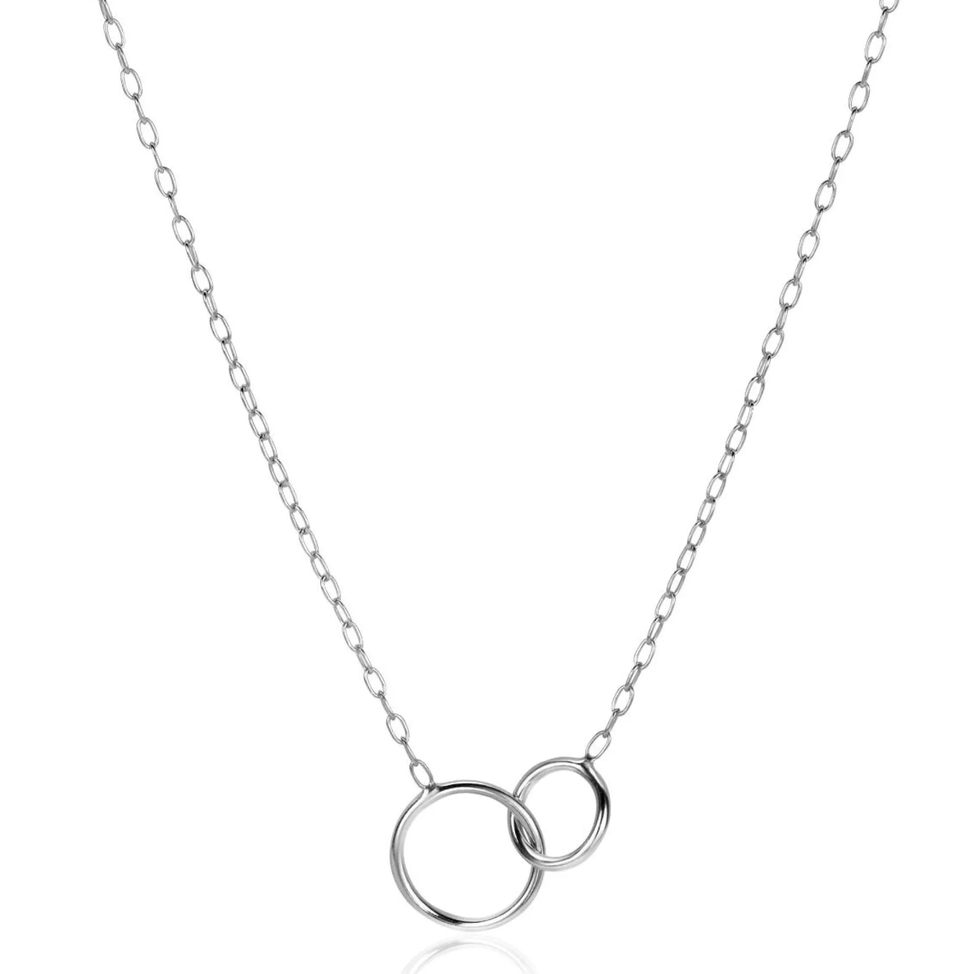 ZINZI zilveren paperclip schakel ketting met ronde vormen 42-45cm ZIC2275