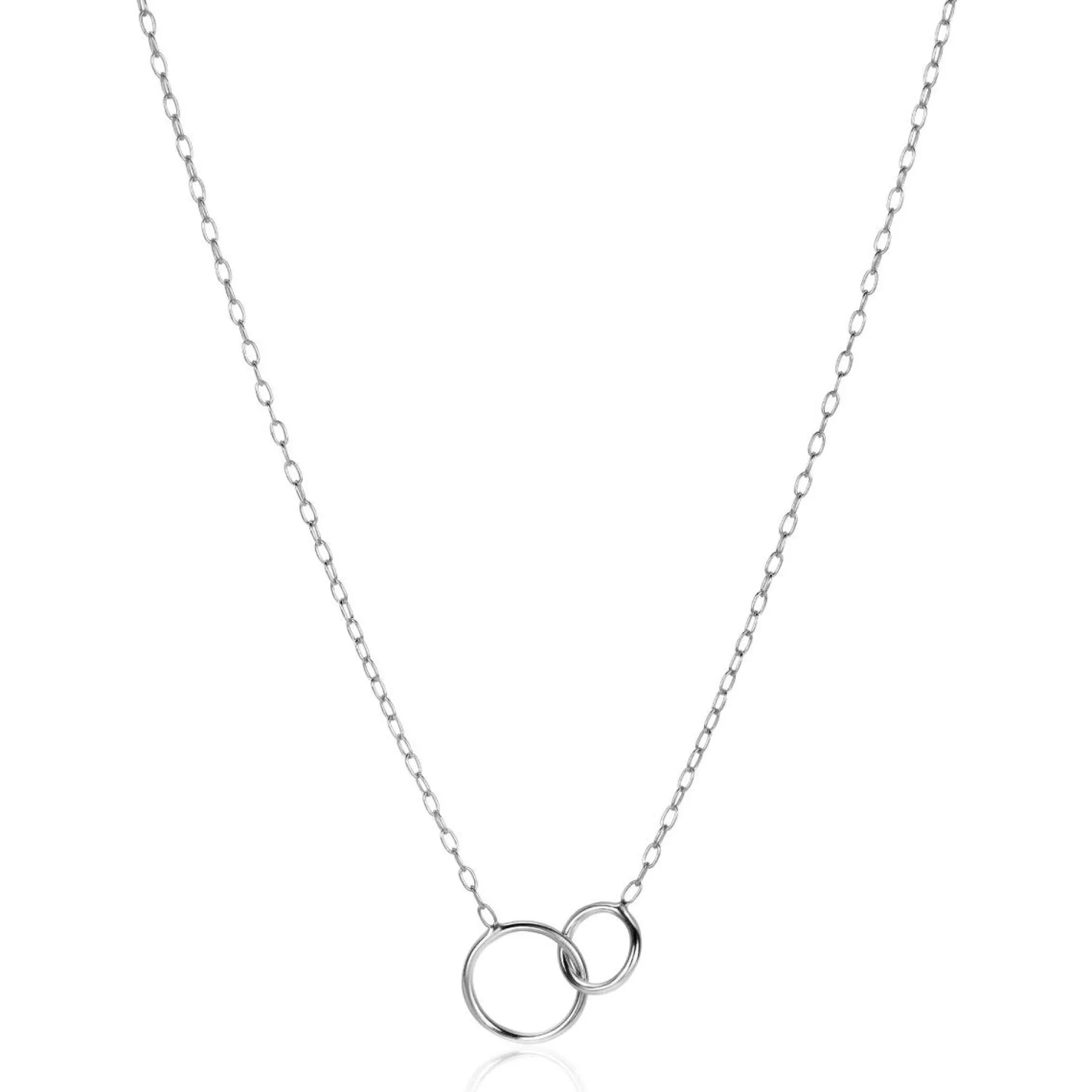 ZINZI zilveren paperclip schakel ketting met ronde vormen 42-45cm ZIC2275