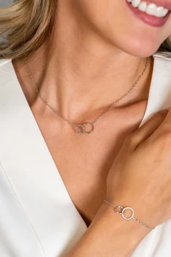 ZINZI zilveren paperclip schakel ketting met ronde vormen 42-45cm ZIC2275