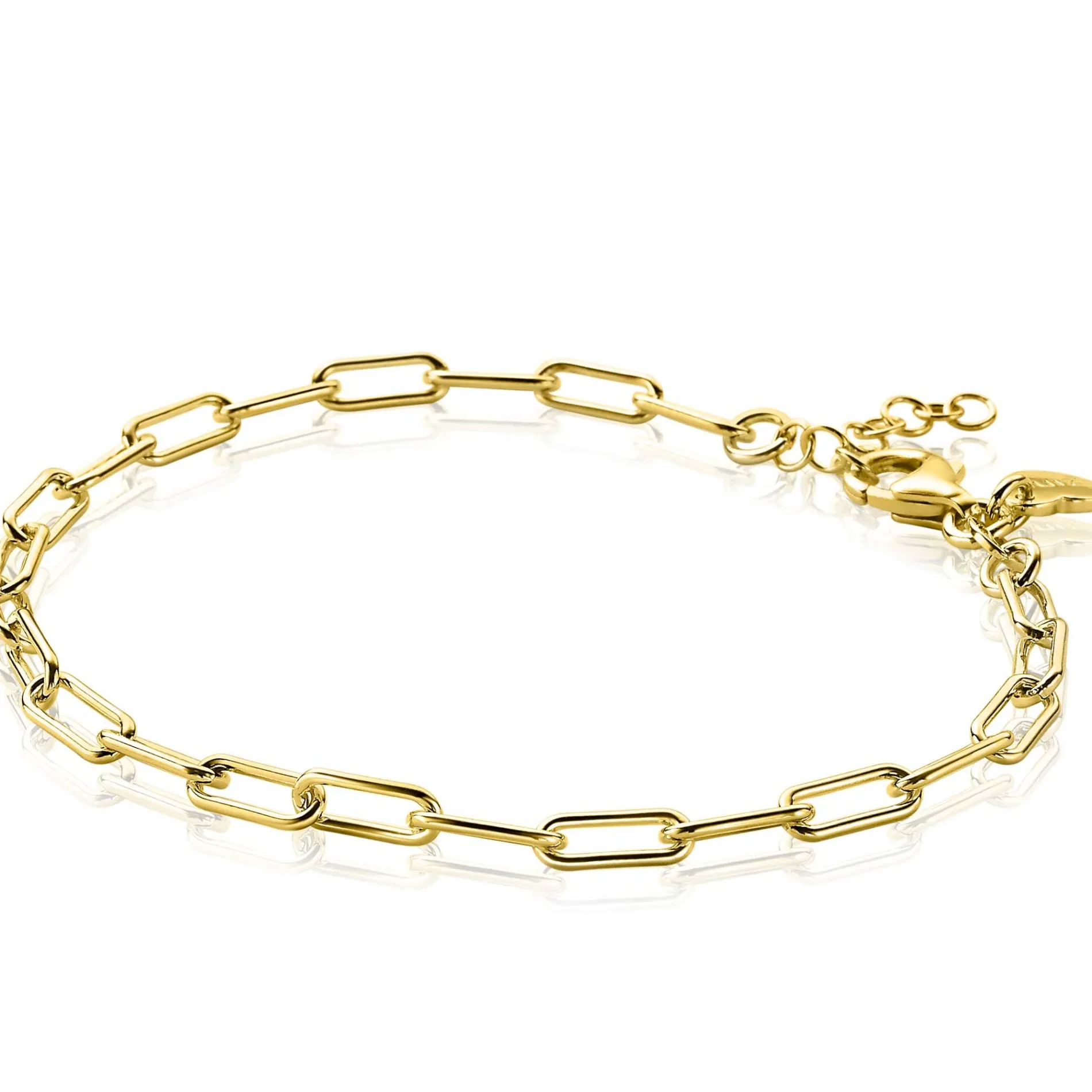 ZINZI zilveren paperclip schakel armband 14K geel verguld 3,5mm breed ZIA2202G