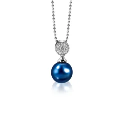ZINZI zilveren parelhanger 18mm witte zirconia's blauwe parel ZIH1151B (zonder collier)