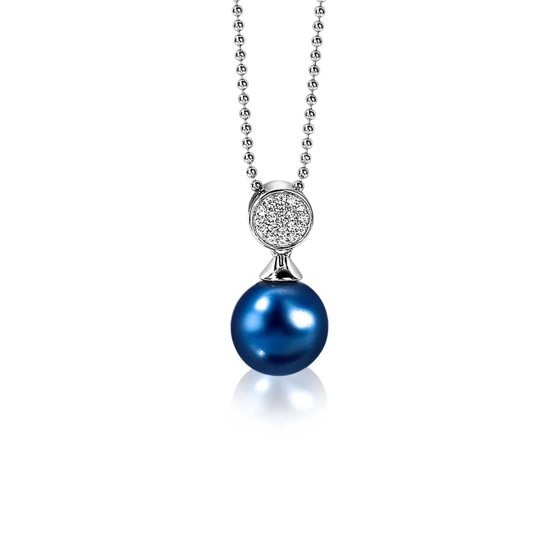 ZINZI zilveren parelhanger 18mm witte zirconia's blauwe parel ZIH1151B (zonder collier)