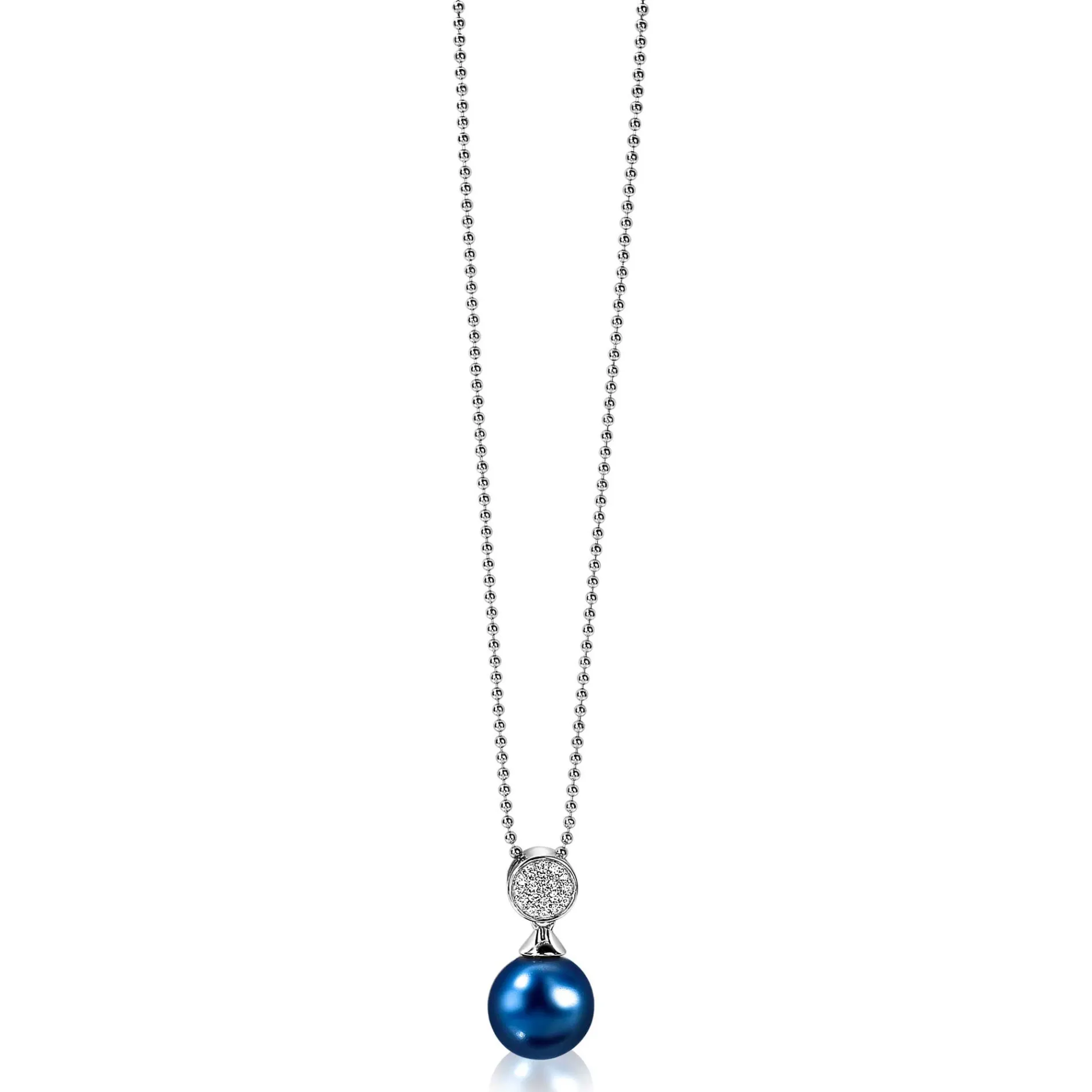 ZINZI zilveren parelhanger 18mm witte zirconia's blauwe parel ZIH1151B (zonder collier)