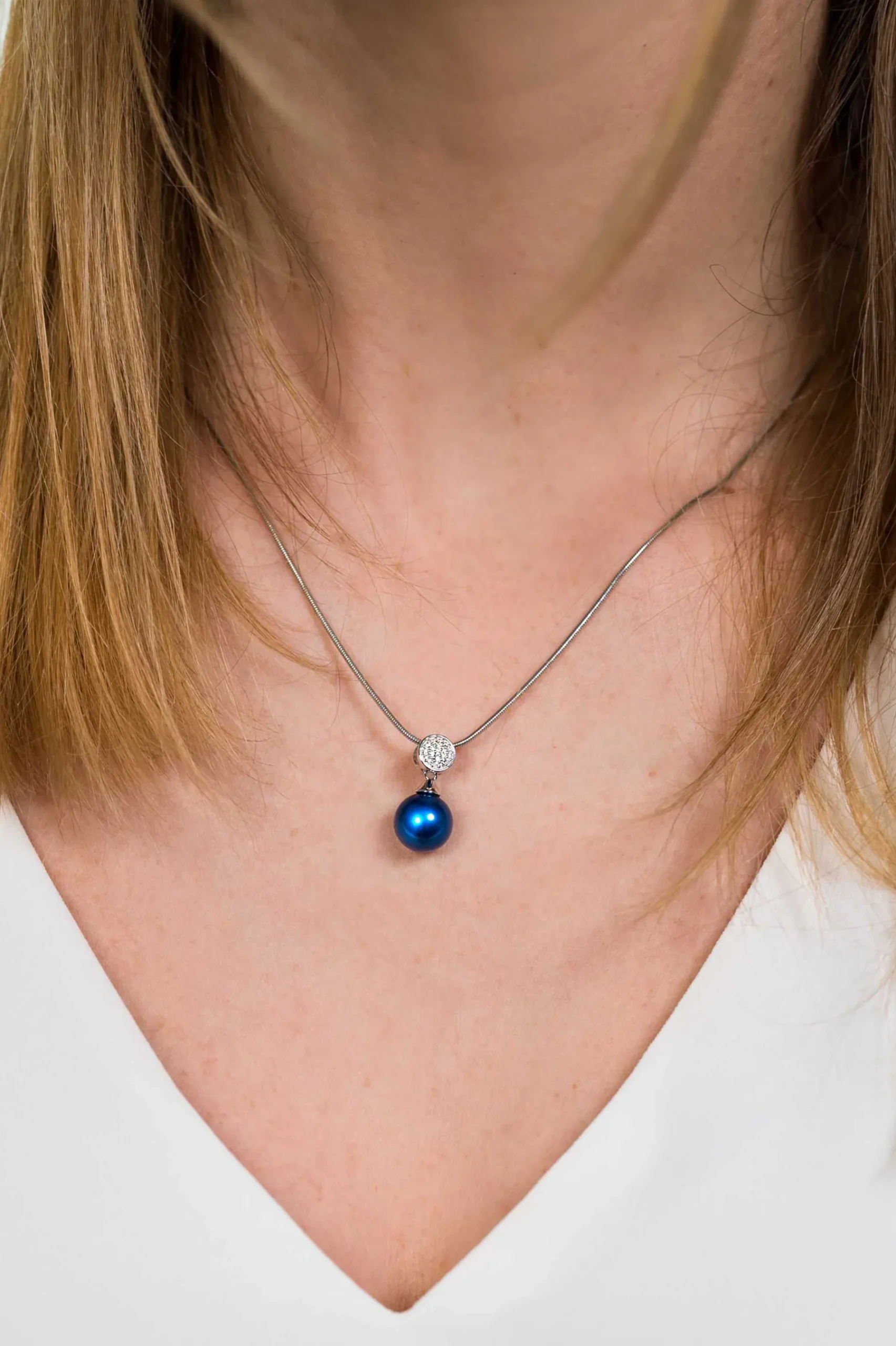 ZINZI zilveren parelhanger 18mm witte zirconia's blauwe parel ZIH1151B (zonder collier)