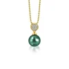 ZINZI zilveren parelhanger geelverguld 18mm witte zirconia's groene parel ZIH1151GG (zonder collier)