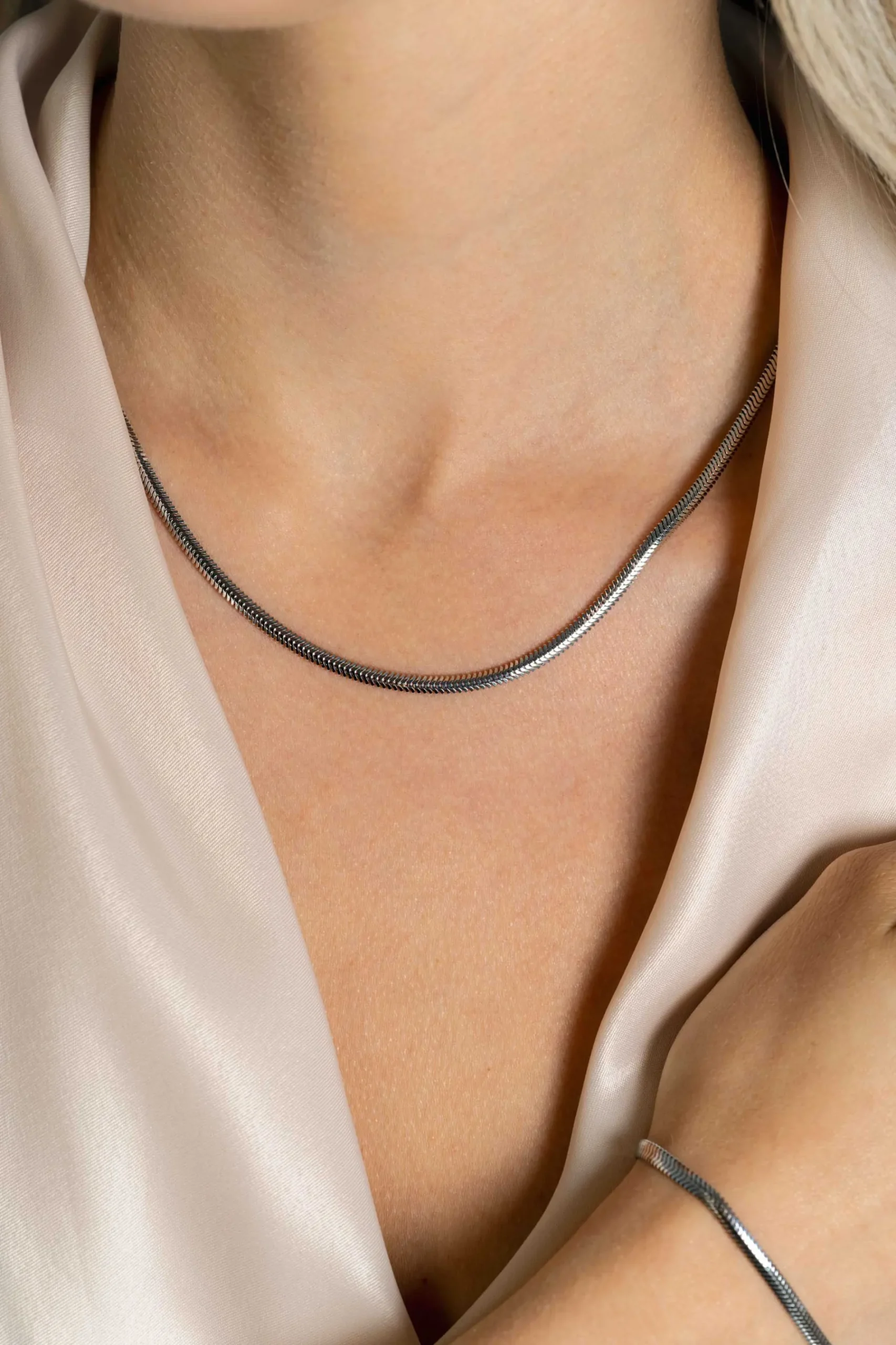 ZINZI zilveren platte slangen-ketting 45cm 3,5mm breed ZIC2402
