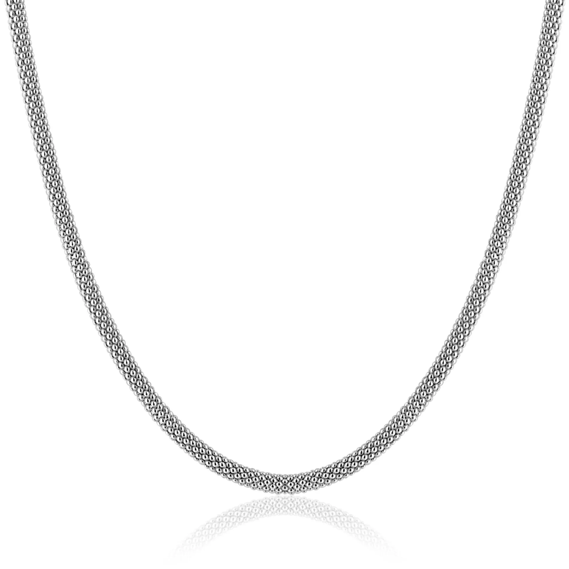 ZINZI zilveren popcorn ketting 3mm breed 42cm ZIC2765