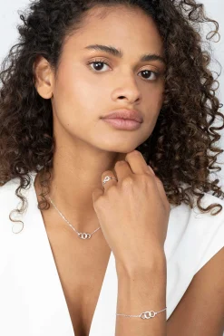 ZINZI zilveren ring 3 ronde vormen wit ZIR2045