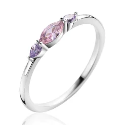 ZINZI zilveren ring bezet met ovale zirconia's in roze en lila ZIR2498