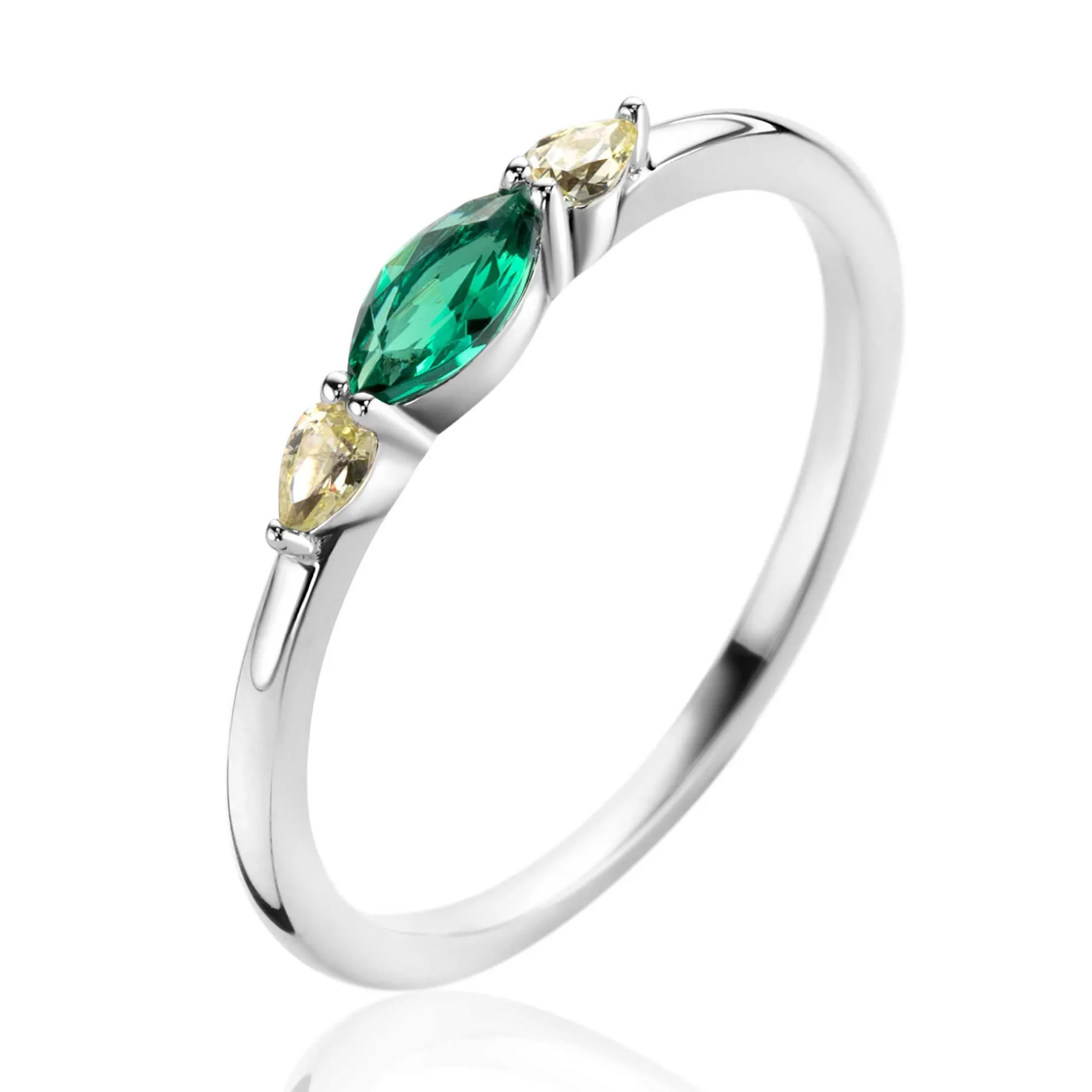 ZINZI zilveren ring bezet met ovale zirconia's in groen en geel ZIR2499