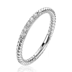 ZINZI zilveren ring gedraaid 2mm witte zirconia's ZIR2128