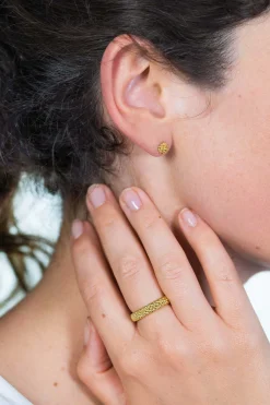 ZINZI zilveren ring geelverguld glinsterende bolletjes ZIR1968G
