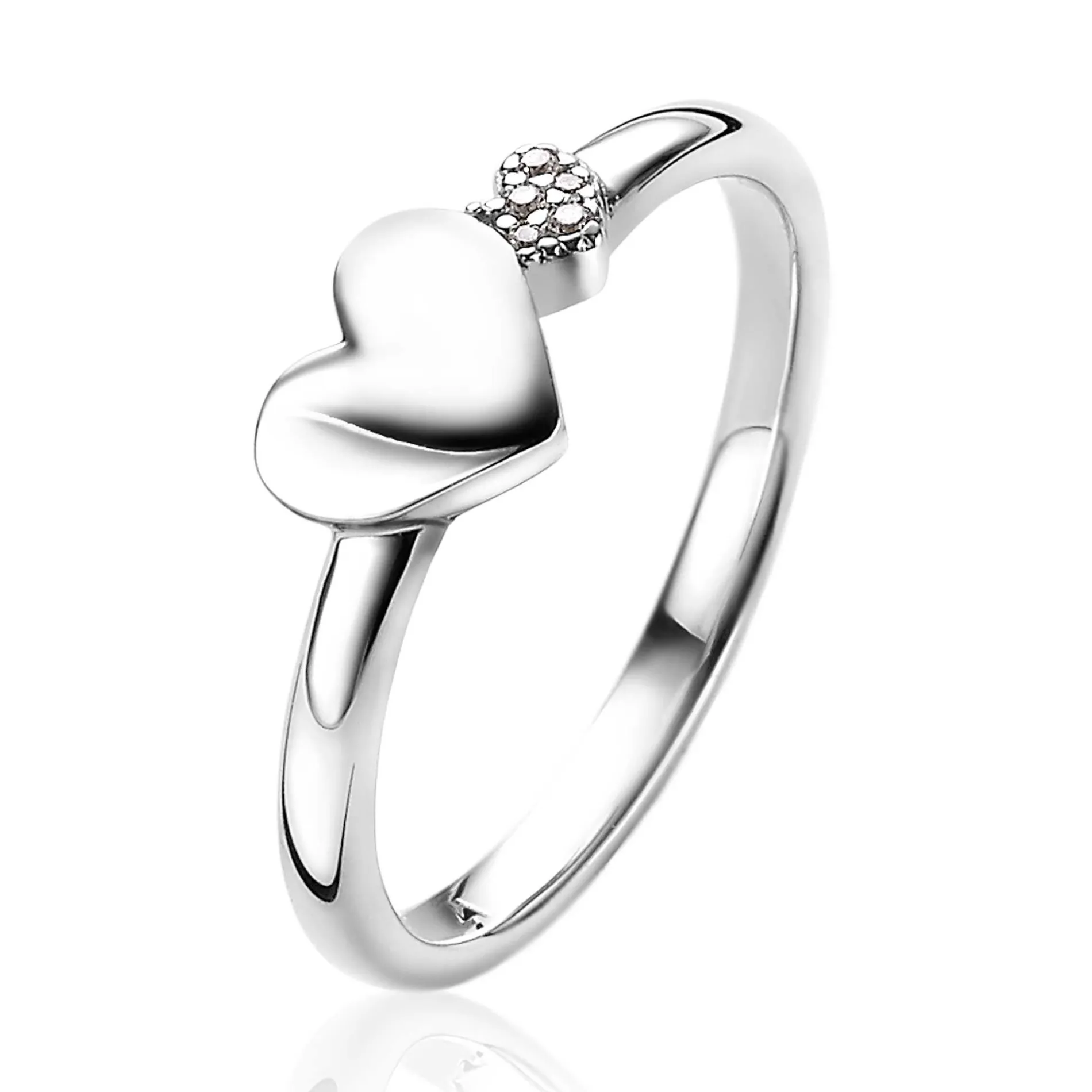 ZINZI zilveren ring hartjes glad en witte zirconia's ZIR2137