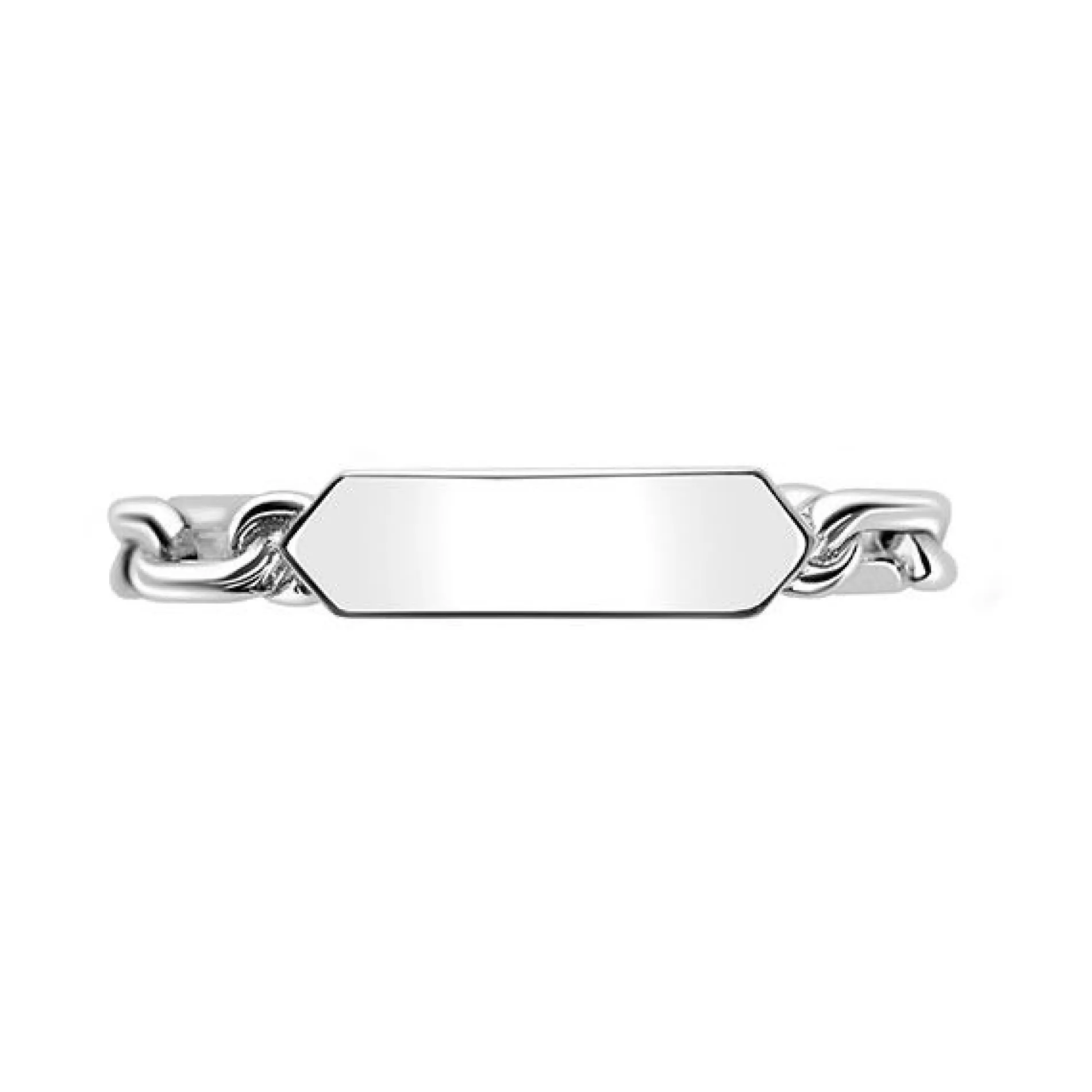 ZINZI zilveren ring met paperclip schakels en rechthoekig glanzend plaatje ZIR2530