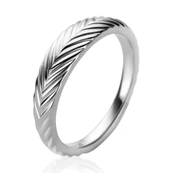 ZINZI zilveren ring (5mm breed) met veertjesmotief ZIR2644