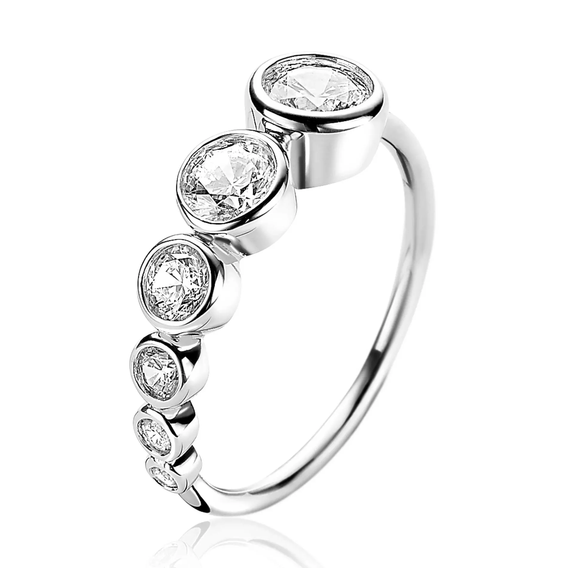 ZINZI zilveren ring rond wit ZIR2053