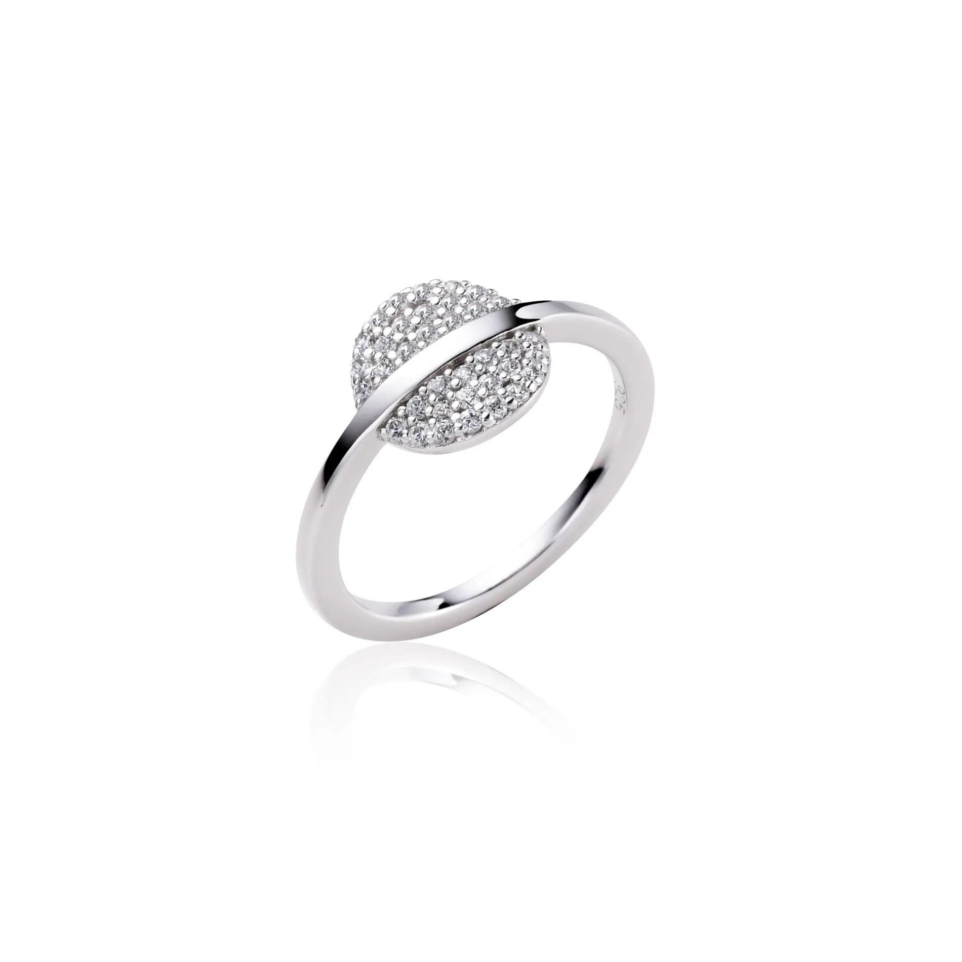 ZINZI zilveren ring rond wit ZIR1444