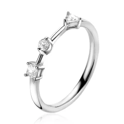 ZINZI zilveren ring rond vierkant driehoek wit ZIR2043