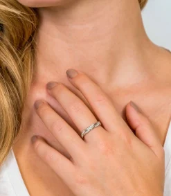 ZINZI zilveren ring verweven glad wit ZIR1781