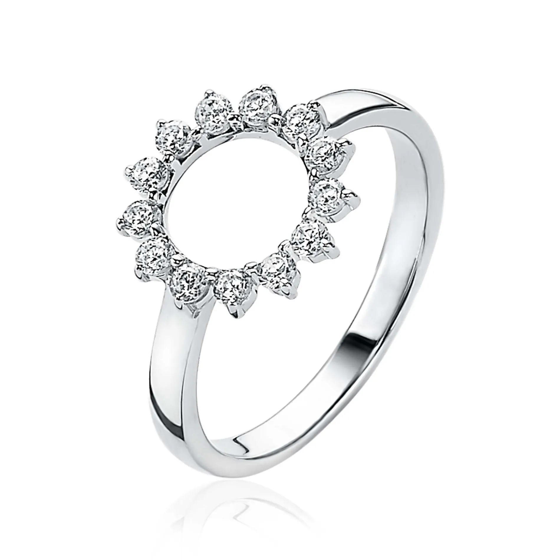 ZINZI zilveren ring zon wit ZIR1883