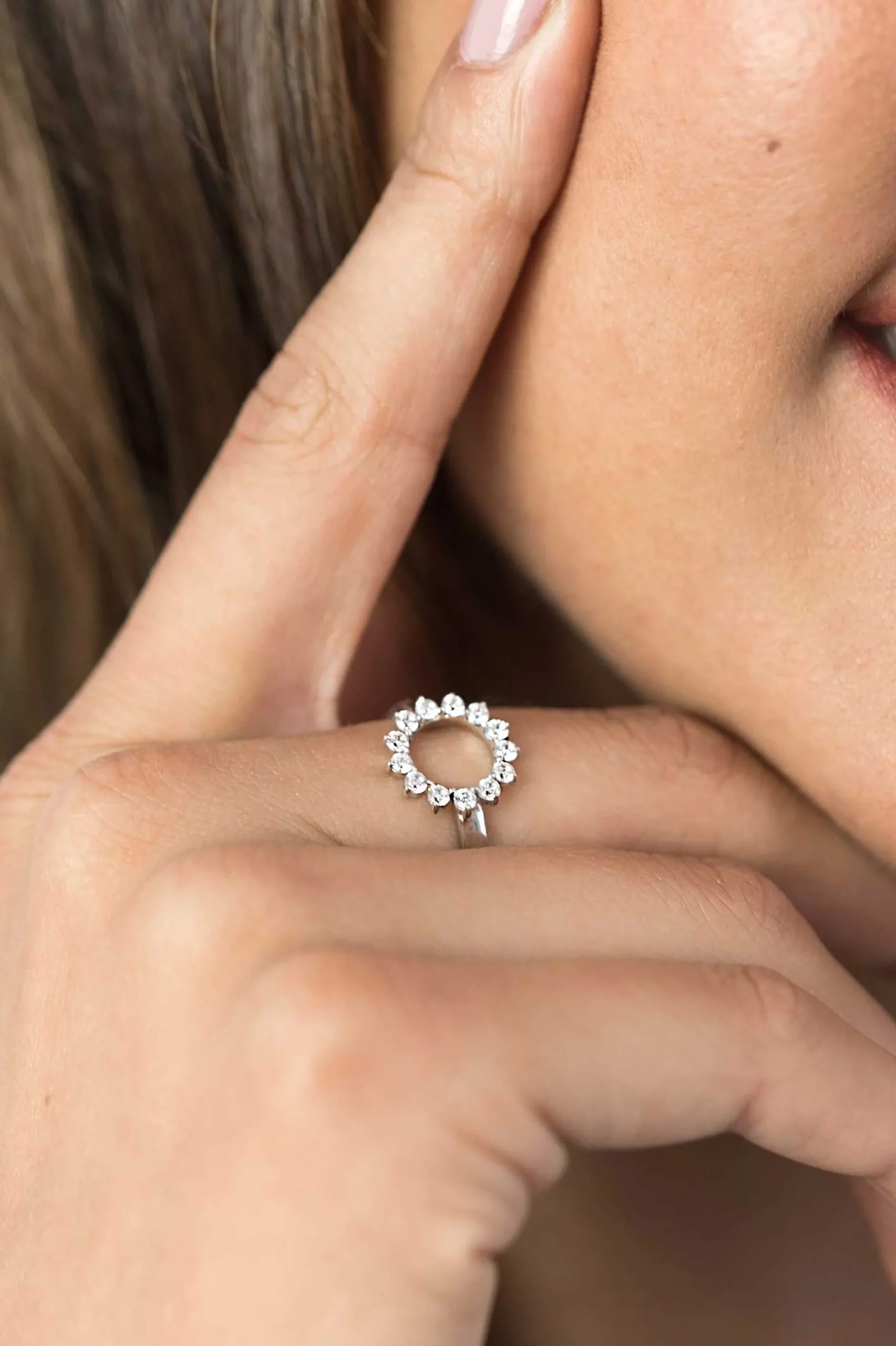 ZINZI zilveren ring zon wit ZIR1883
