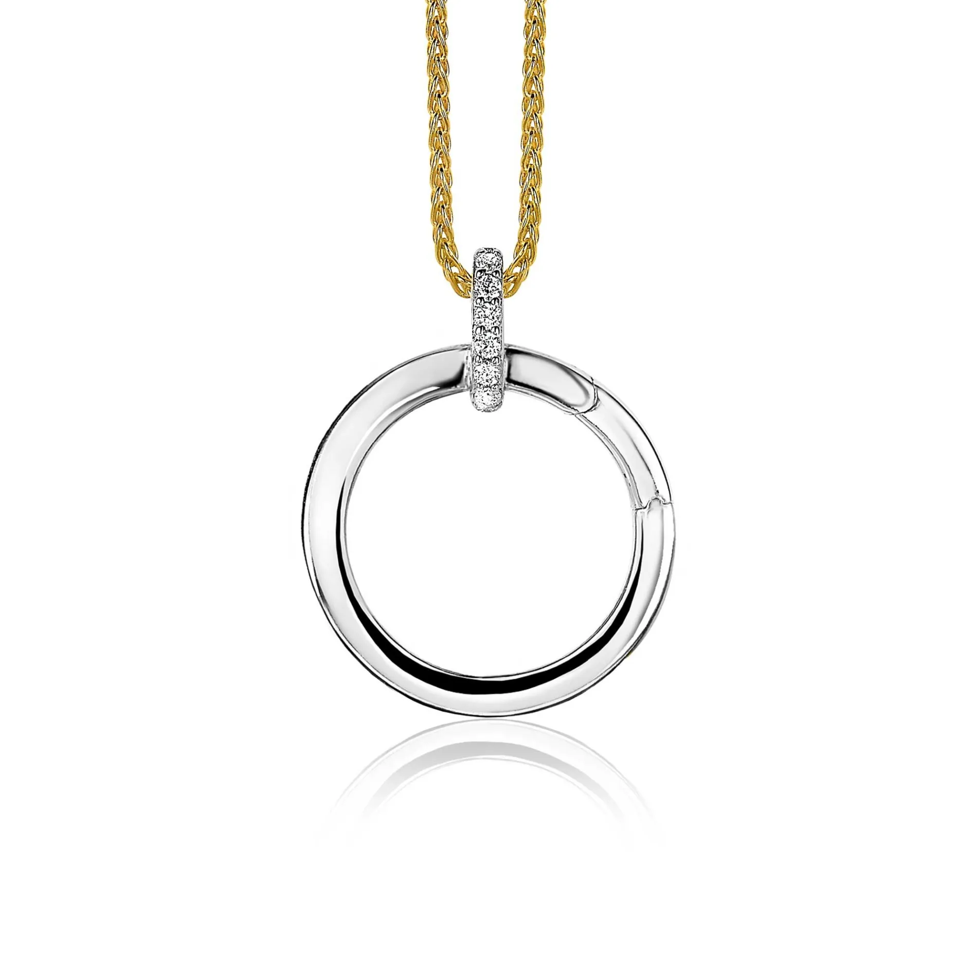 ZINZI zilveren ronde hanger 21mm met sluitring wit ZIH2061 (zonder collier)