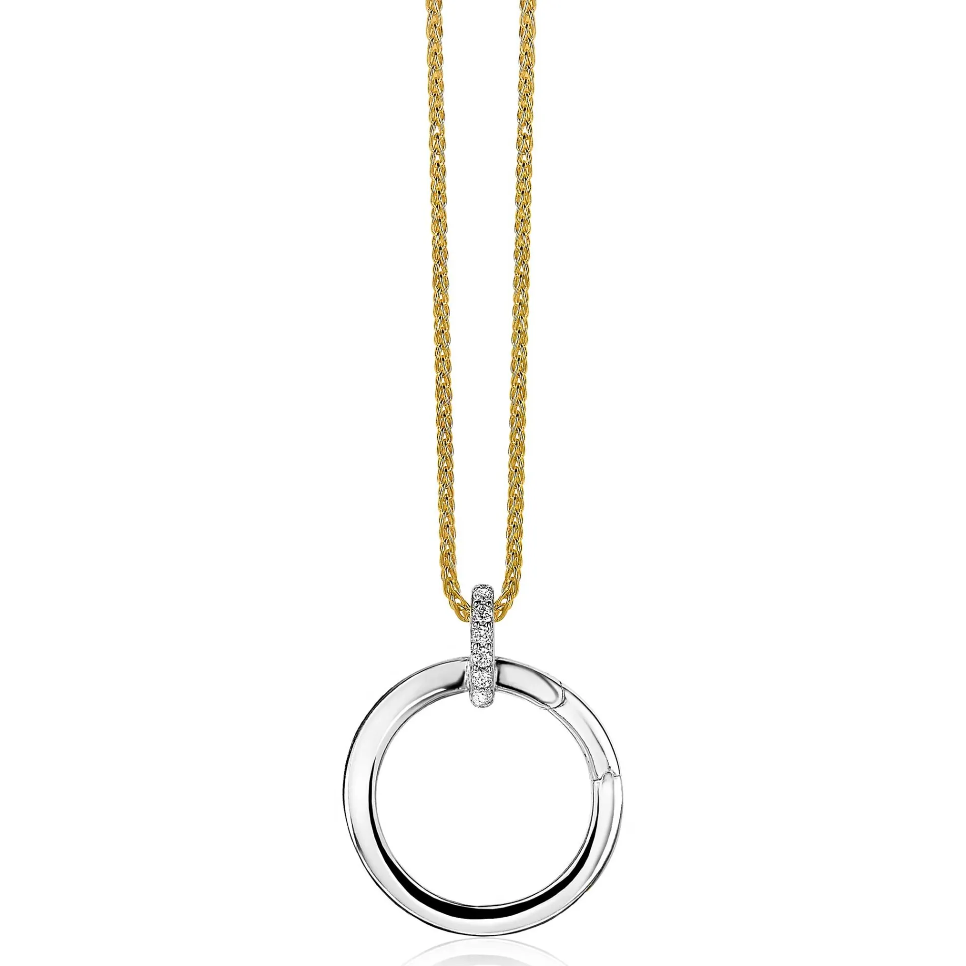 ZINZI zilveren ronde hanger 21mm met sluitring wit ZIH2061 (zonder collier)