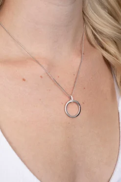 ZINZI zilveren ronde hanger 21mm met sluitring wit ZIH2061 (zonder collier)