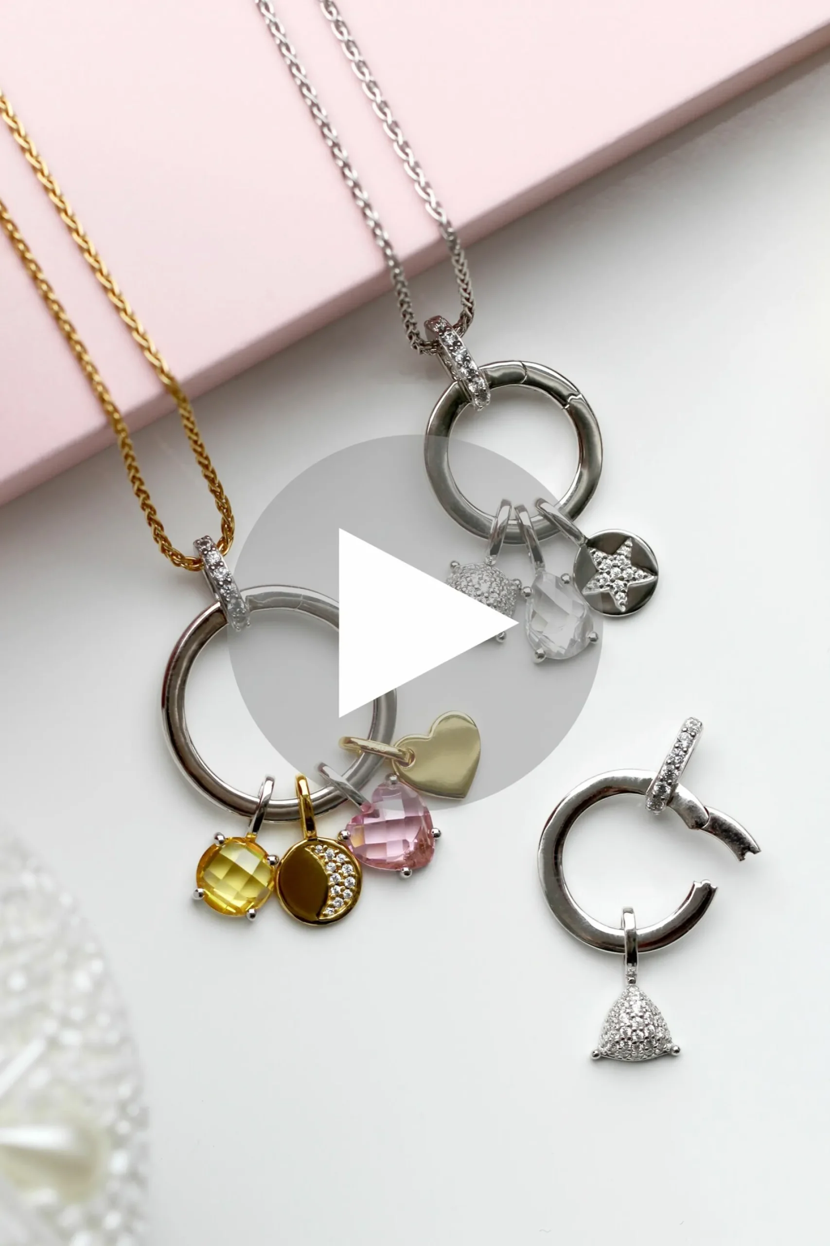 ZINZI zilveren ronde hanger 21mm met sluitring wit ZIH2061 (zonder collier)
