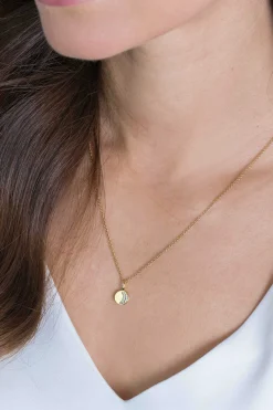 ZINZI zilveren ronde hanger geel verguld halve maan wit ZIH2067G (zonder collier)