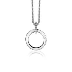 ZINZI zilveren ronde hanger 17mm met sluitring wit ZIH2060 (zonder collier)
