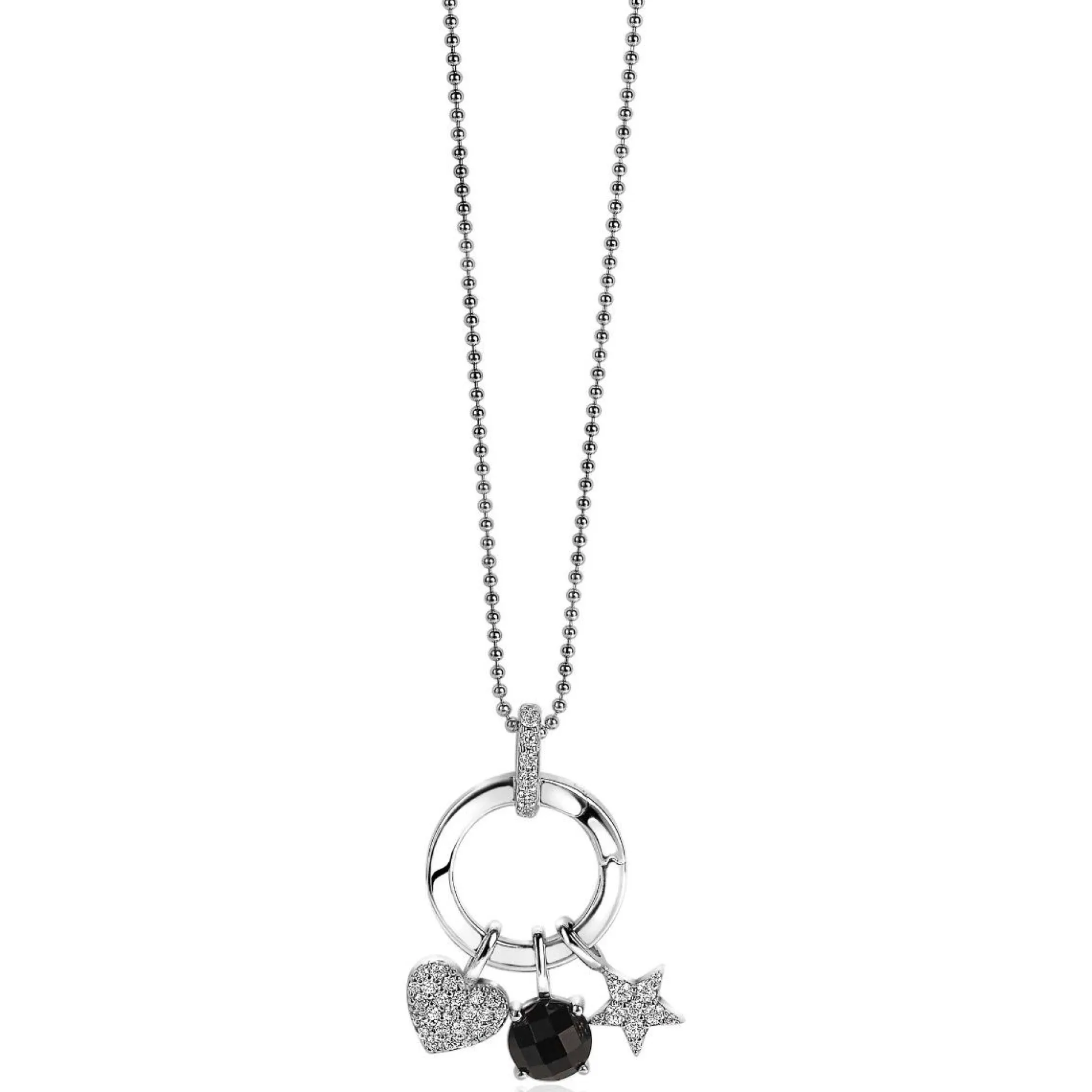 ZINZI zilveren ronde hanger 17mm met sluitring wit ZIH2060 (zonder collier)