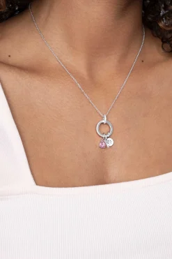 ZINZI zilveren ronde hanger 17mm met sluitring wit ZIH2060 (zonder collier)