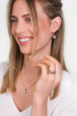 ZINZI zilveren rosé vergulde hanger rond witte zirconia ZIH3