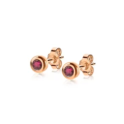 ZINZI zilveren rosé vergulde oorknoppen 4mm rode kleursteen ZIO1177RR