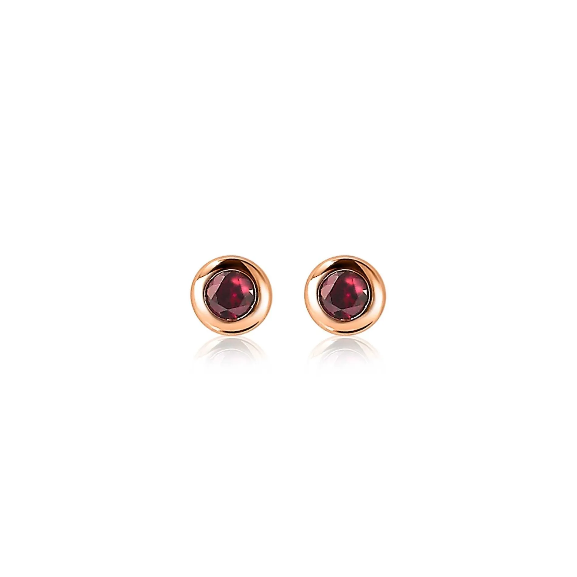 ZINZI zilveren rosé vergulde oorknoppen 4mm rode kleursteen ZIO1177RR