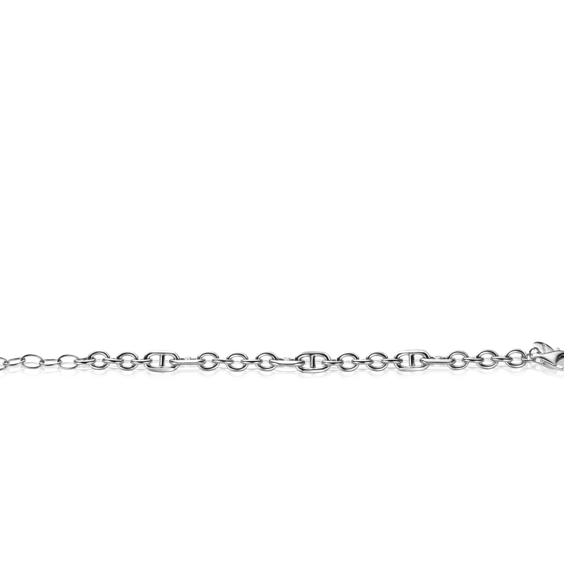 ZINZI zilveren schakel armband, waarbij ronde schakels zijn gecombineerd met zes trendy grotere marine schakels 7,8mm breed 17-20cm ZIA2580